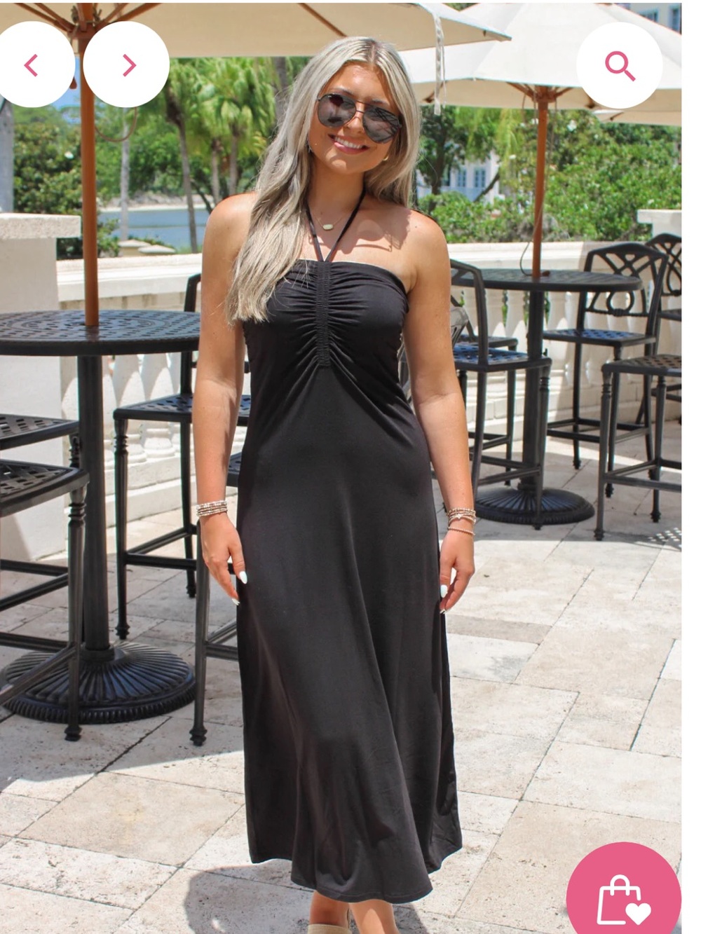 Strapless Black Maxi Dress with Ruched Front